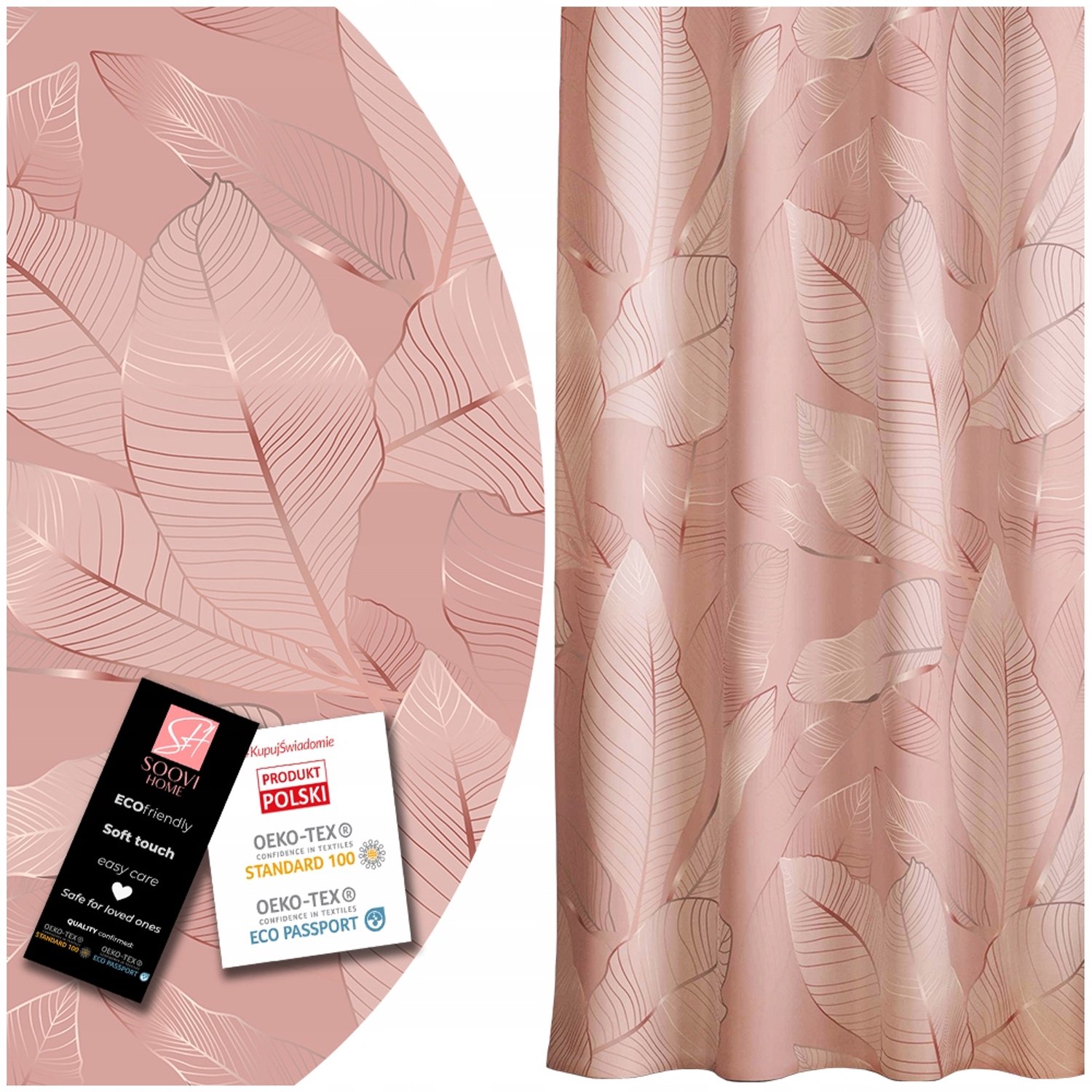 Kant-en-klare Gordijnen 140x240cm - Roze, Plantenpatroon, Verduisterend