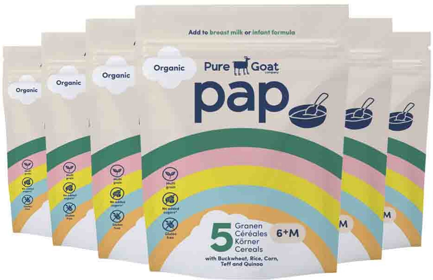 Pure Goat - Bio Pap 5 Granen 6+ mnd - 6 x 200 gr - Voordeelverpakking