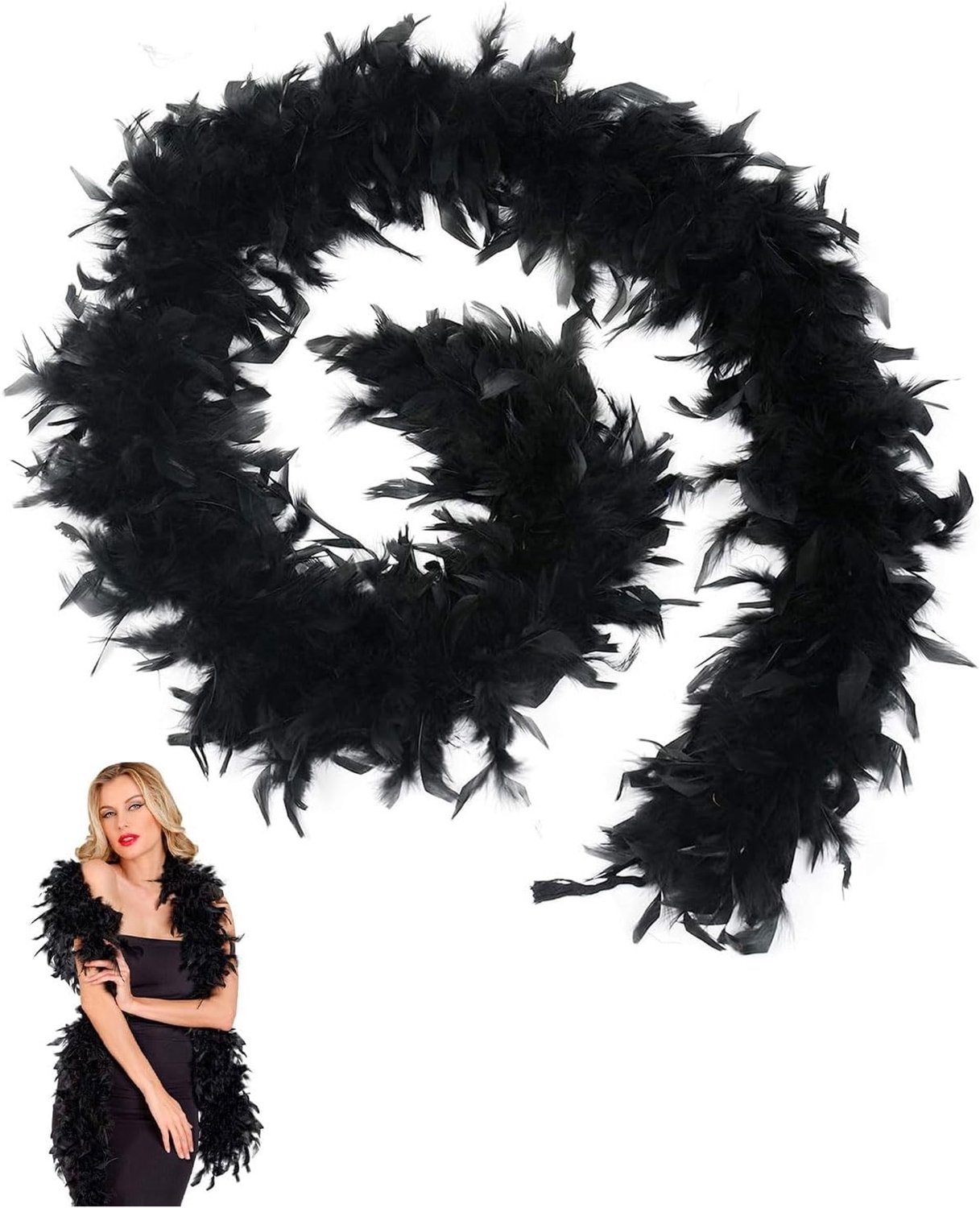 Feder-Boa van 200 cm voor Kostuums, Charleston Thema, Flapper Outfit, Karneval en Mottoparty Accessoire