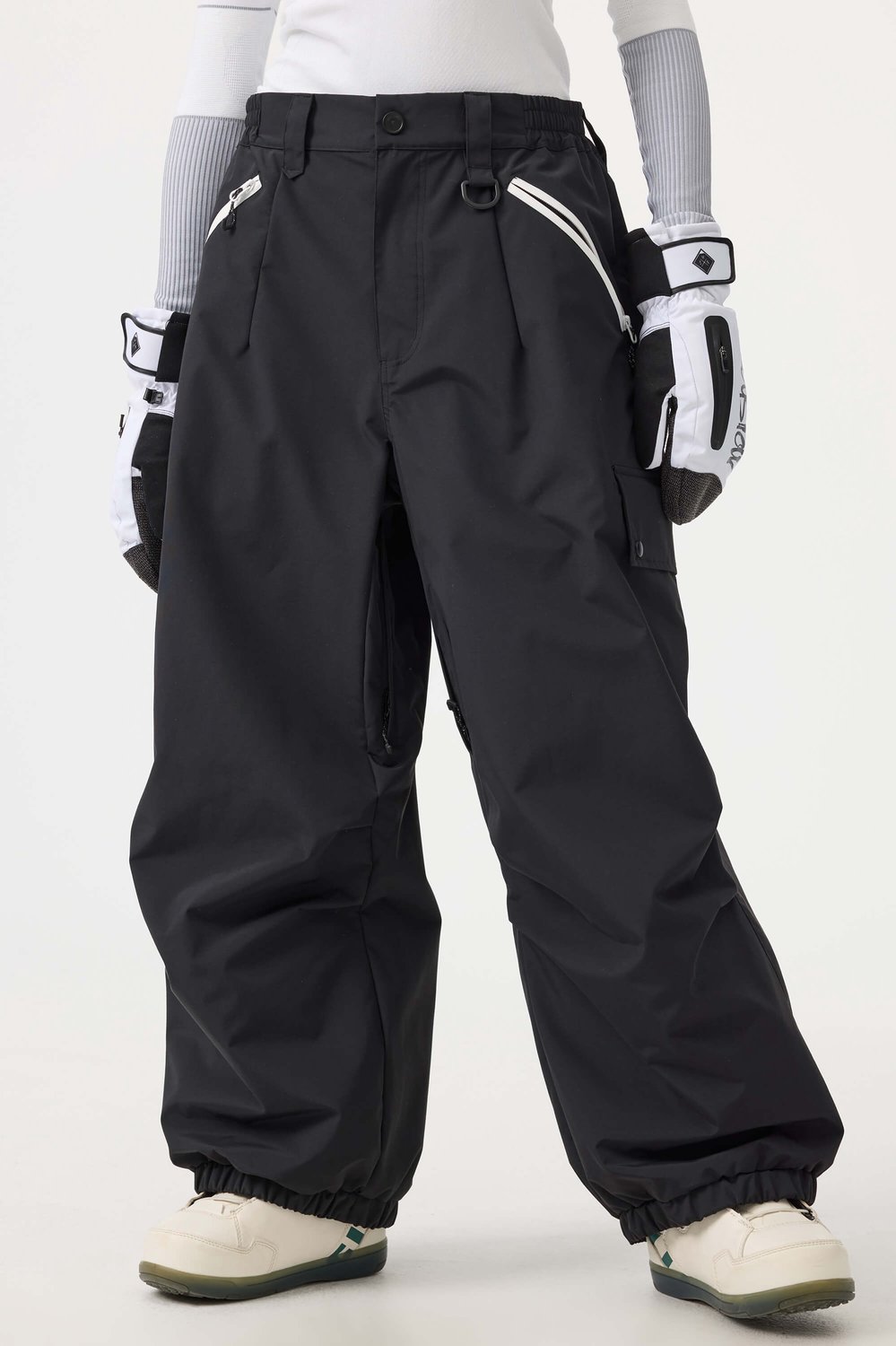 GSOU SNOW Unisex baggy ski- en snowboardbroek 20K waterdicht Zwart