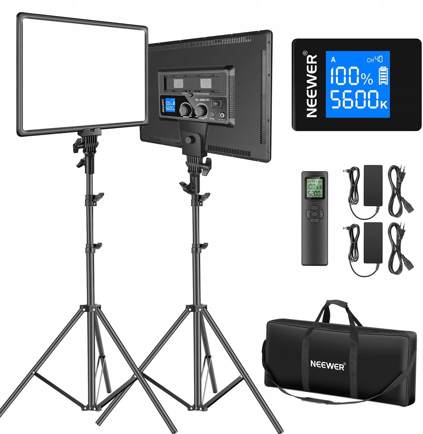 Neewer 2x 18" LED Videolampen 90W Bi-Color met Afstandsbediening