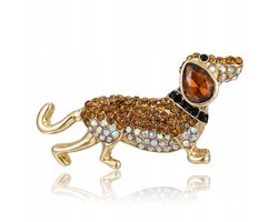 Gouden Broche - Stijlvolle Jamnik met Diamanten (4 cm)
