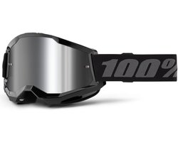 100% - Strata 2 Crossbril Motocross Enduro MTB Bril met Spiegel Lens - Zwart/Grijs