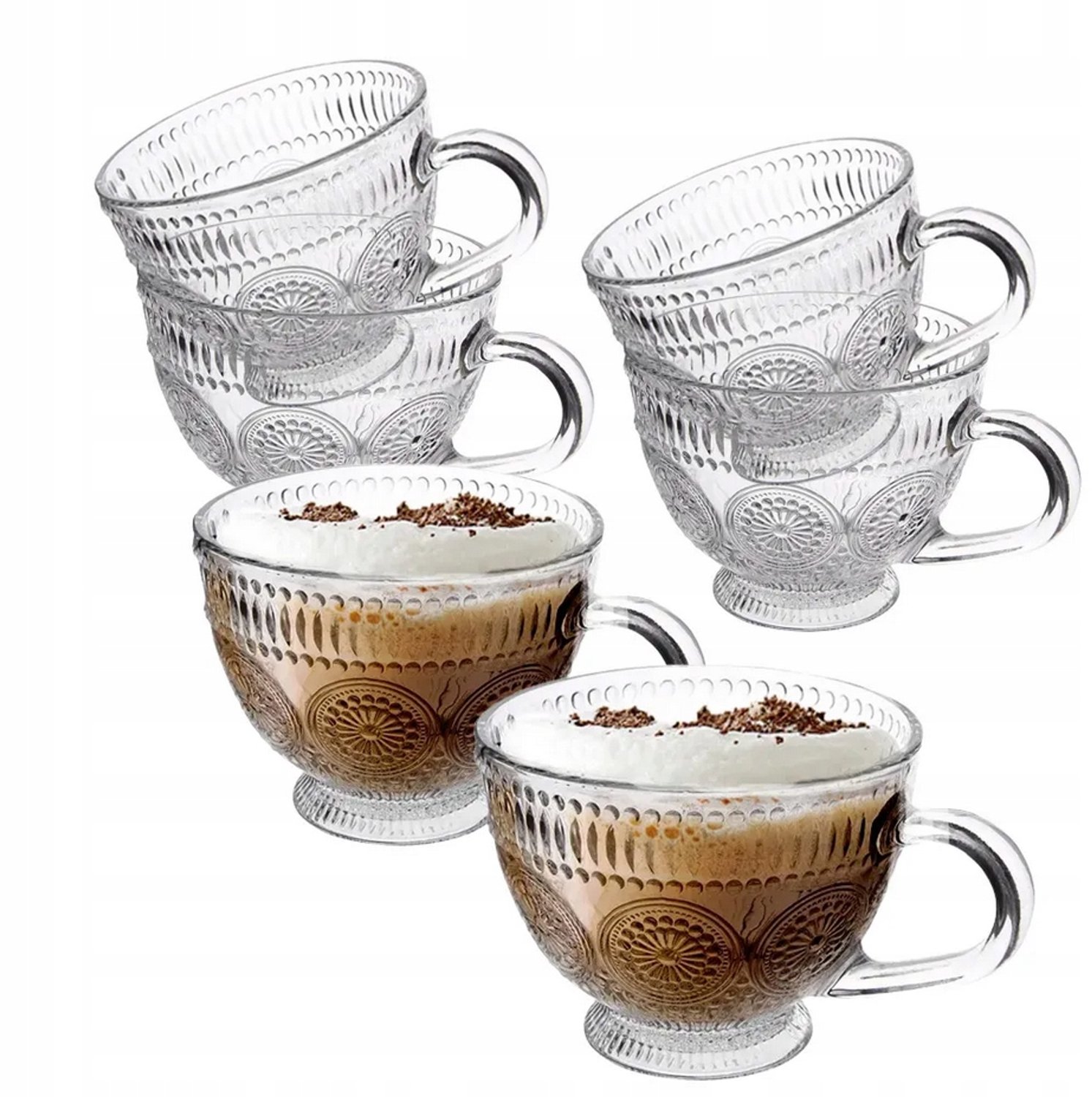 Set van 6 Glazen Daisy Mokken 430ml - Stijlvol en Duurzaam