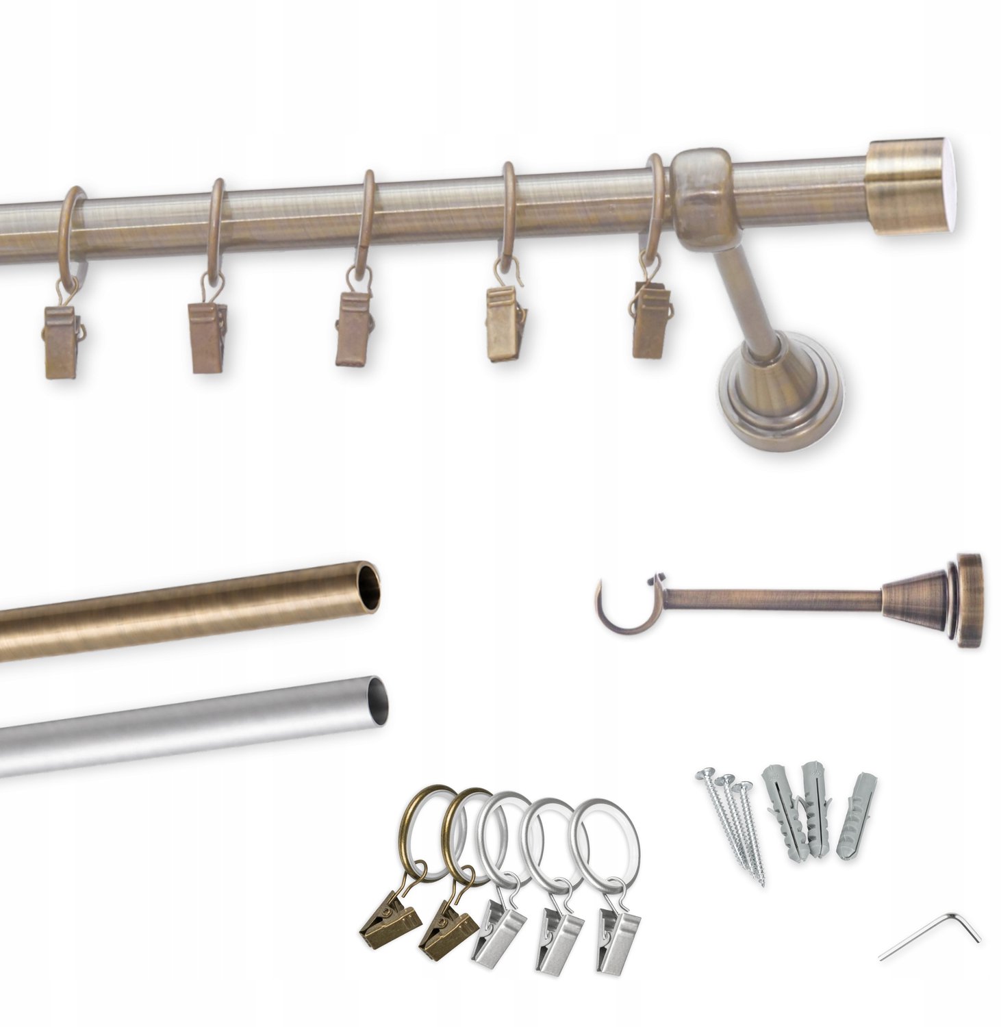 Gouden Metalen Gordijnroede 150cm, Plafondmontage, Stille Ophanging