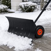Froadp Sneeuwschuiver op wielen Sneeuwschuiver In hoogte verstelbaar 5-voudig Sneeuwruimer Comfortabele T-greep Sneeuwschuiver Banddiameter 74 cm en 25 cm Sneeuwruimen Sneeuwschuiver Sneeuwblazer