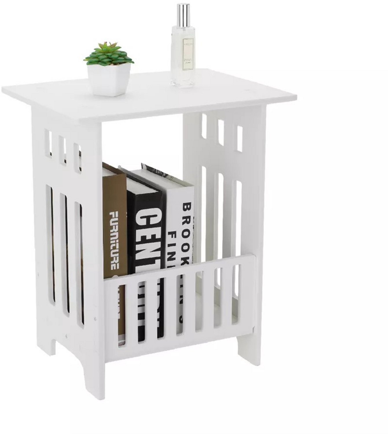 Ruijingsky Bijzettafel – Nachtkastje – Opbergkast – Lichtgewicht bijzettafel – 32 x 26 x 40 cm – PVC-materiaal – Geschikt voor slaapkamers en woonkamers – Ruimtebesparend – Wit