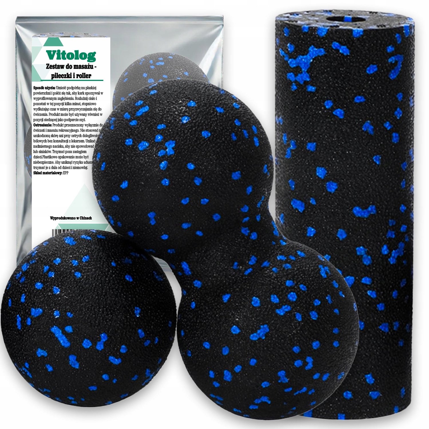 Merkloos EPP Massage Roller Set: Roller, Duoball & Bal voor Spierherstel