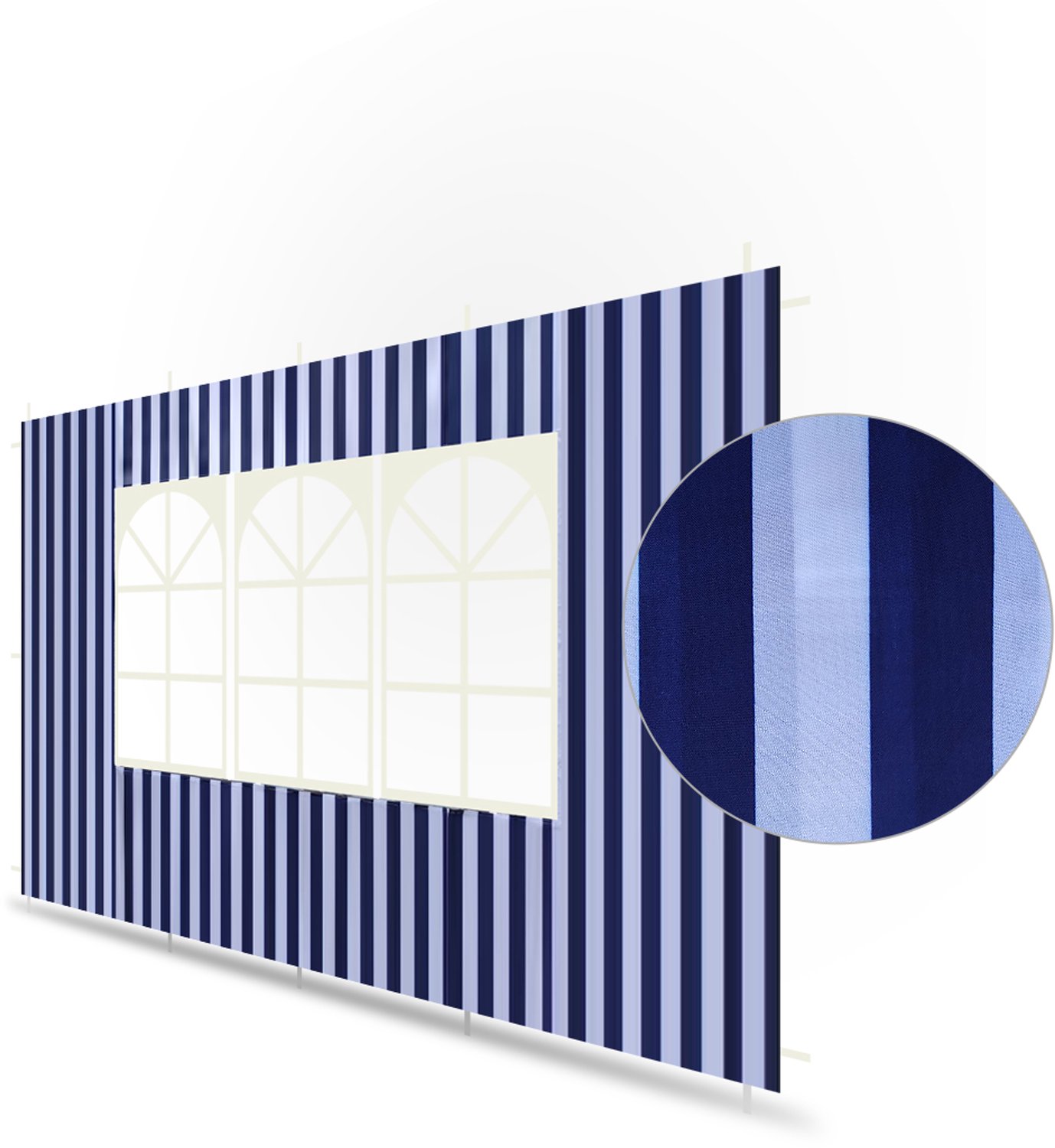 Zijwand voor Partytent 3x3m - Blauw/Wit met Ramen