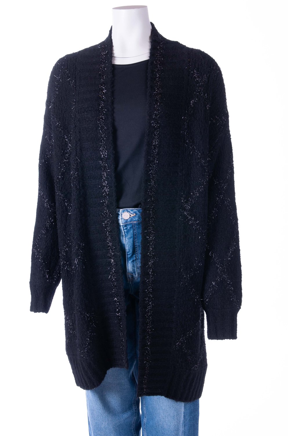 Princess lang vest zwart met glitterruit voor dames - S (36)