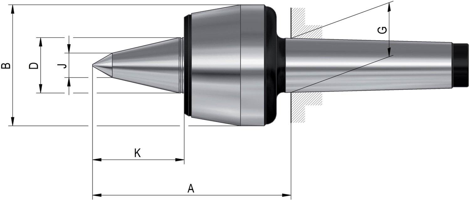 Röhm Meelopende Centreerpunten - Punthoek 60°, Opname MK 6 - 058673
