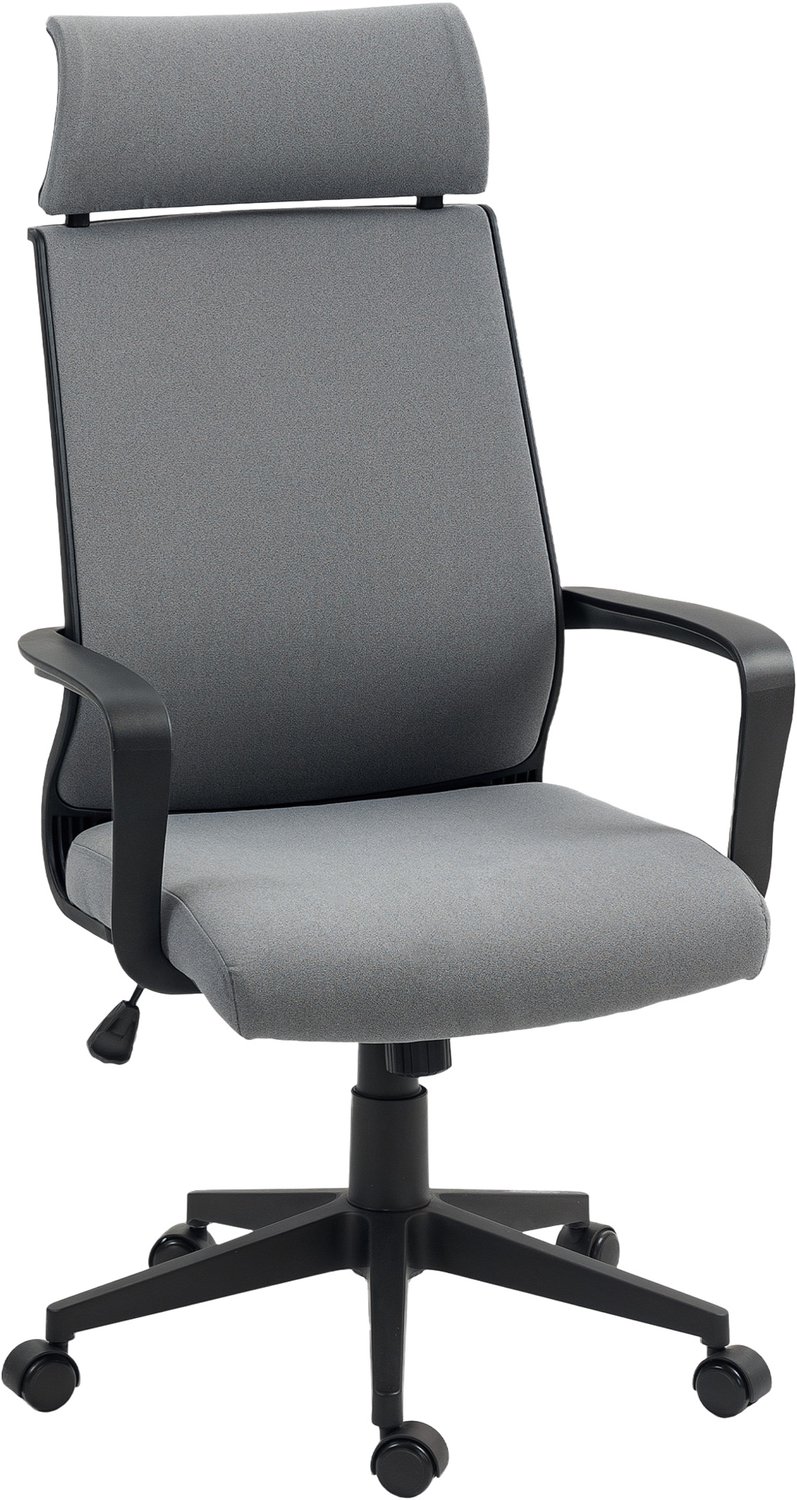 Homona Bureaustoel met hoge rugleuning - Van kunstwol - In hoogte verstelbaar - Met wippfunctie - 60,5 x 69 x 109-117 cm - Donkergrijs