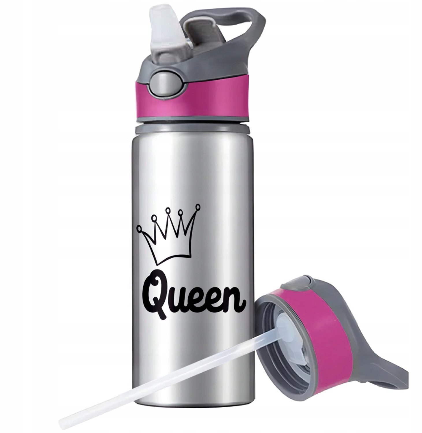 Merkloos Aluminium Sport Bidon met Rietje en Handvat - 650ml