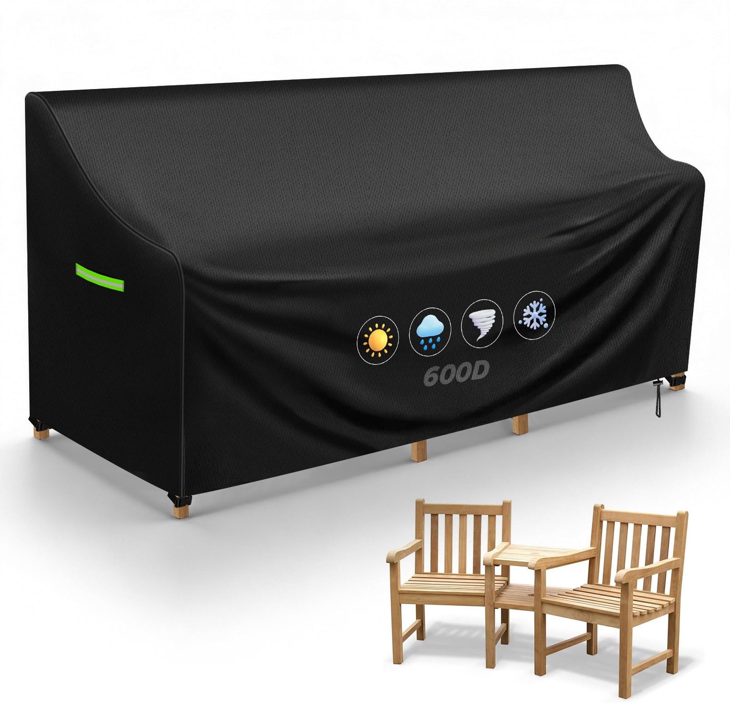Famanu - Tuinbank afdekking 3-zits - Bescherming tegen weer en vuil - Waterdicht 600D PVC - Zwart 1 stuk
