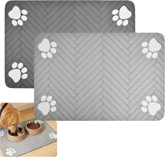 Famanu – Set van 2 absorberende voermatten voor honden, 60 x 40 cm, antislip en gemakkelijk schoon te maken, ideaal voor huisdieren