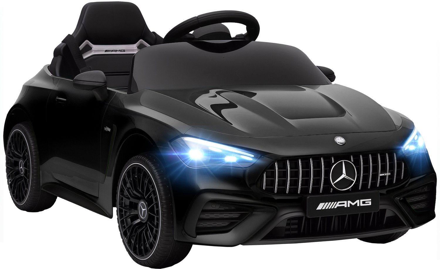 Playon Elektrische kinderauto - Met afstandsbediening en muziekspeler en ledverlichting - Met vering en veiligheidsgordel - 99 x 55 x 43 cm - Zwart