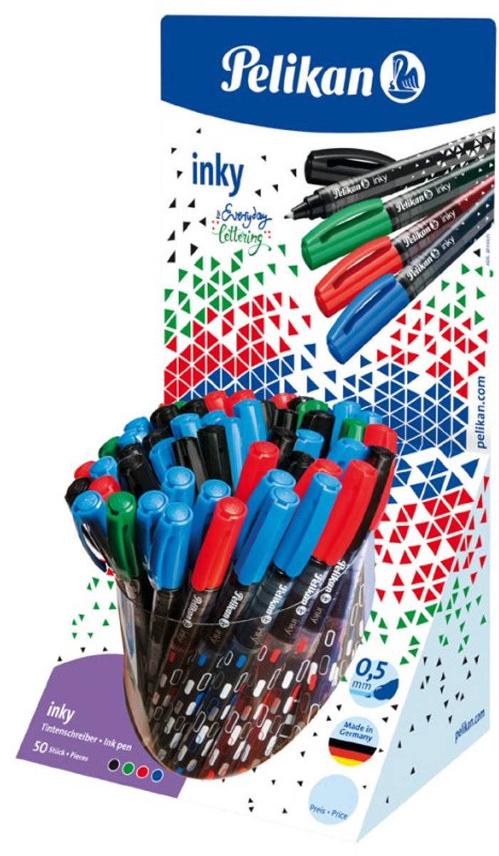 Pelikan inktpen Inky 273 farb. sort. 50er Display