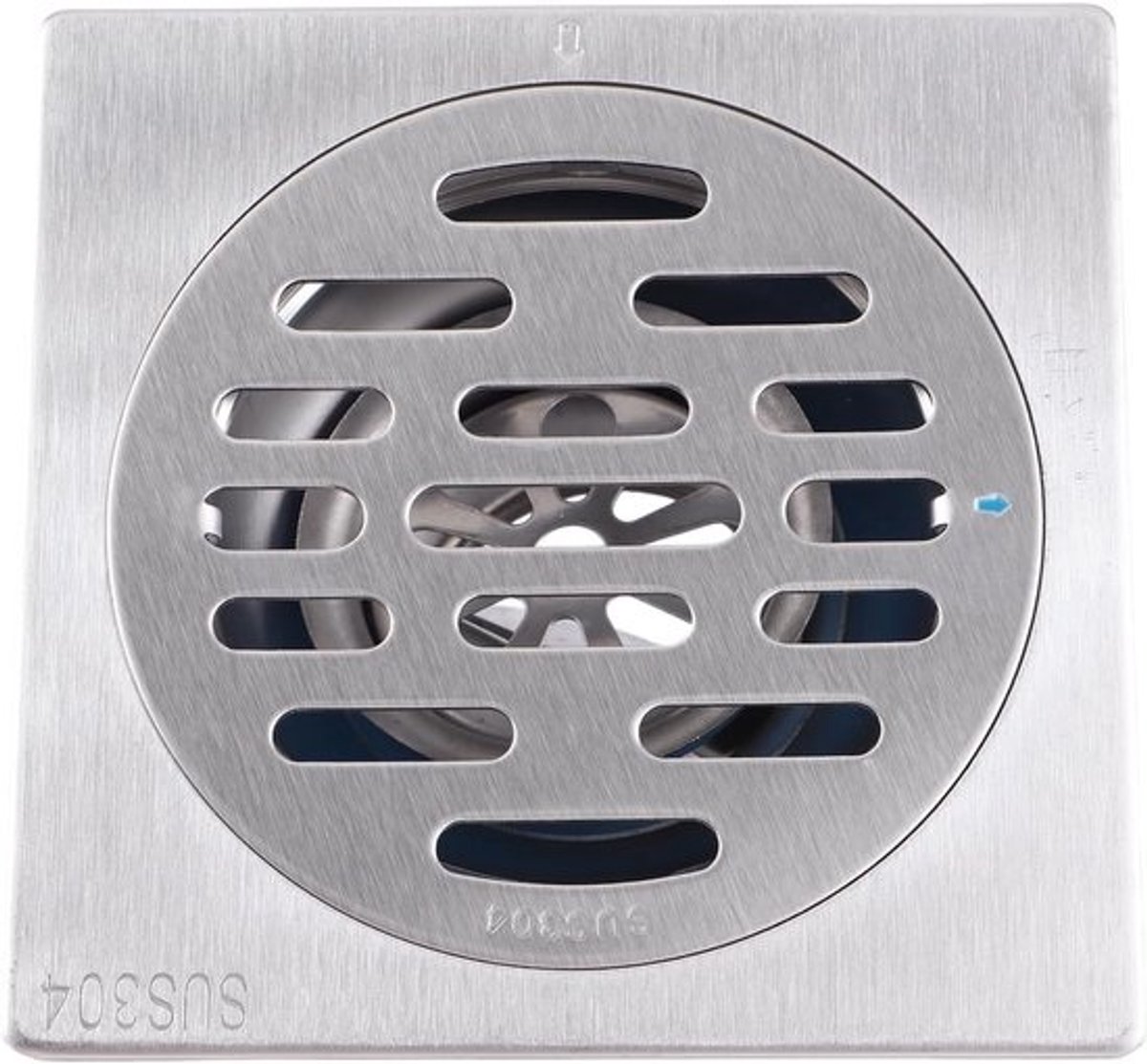 Vierkante afvoerput - Douchegootrooster - Voor snelle waterafvoer - Antigeursysteem - 100x100mm - Zilver