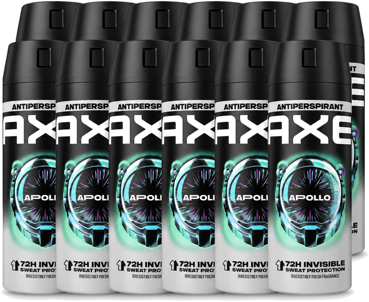 12 x Axe - Deodorant Spray - 72hrs Anti Sweat - Apollo - 150 ml - Voordeelverpakking - 12 stuks