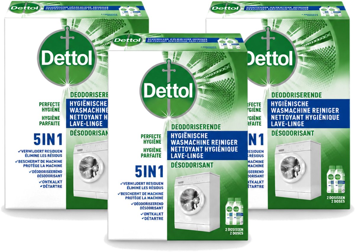 3 x Dettol - Hygiënische Wasmachine Reiniger - 5-in1 Formule - 500ml - Voordeelverpakking - 3 stuks