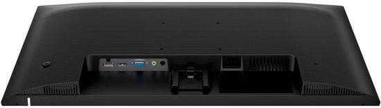 Onderaanzicht van de aansluitingen op de achterkant van de Philips-monitor, inclusief HDMI, VGA en audio-ingangen.