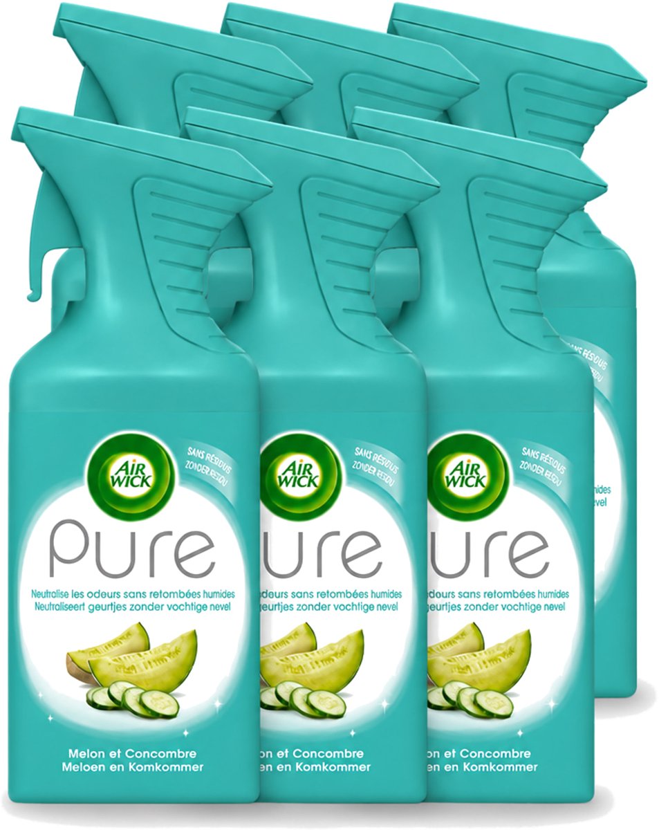 6 x Air Wick – Luchtverfrisser Spray – Pure Meloen & Komkommer – 250 ml - Voordeelverpakking - 6 stuks