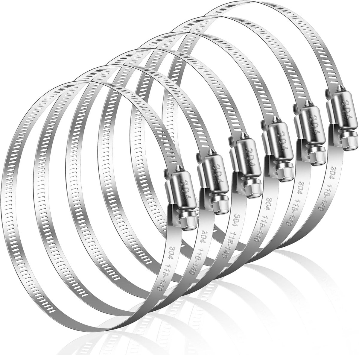 Caianwin Hose Clamps, Large Stainless Steel Pipe Clamps, Adjustable Clamps for Drain Hose, Dryer Ventilation, Hoses - ShopVlot