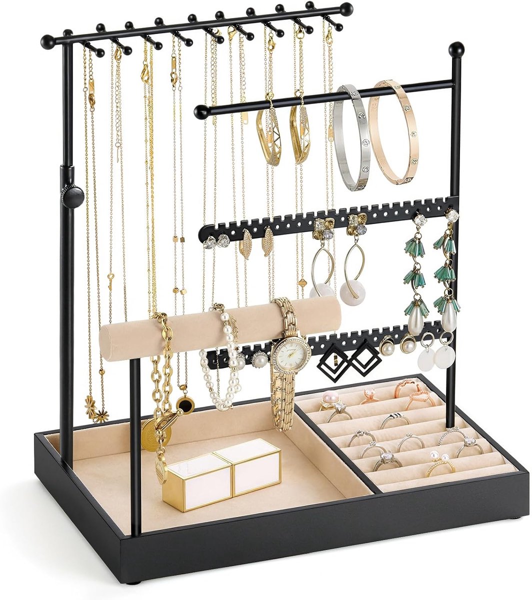 Emibele Jewelry Necklace Holder, 5 Tier Jewelry Organizers and Storage - ShopVlot