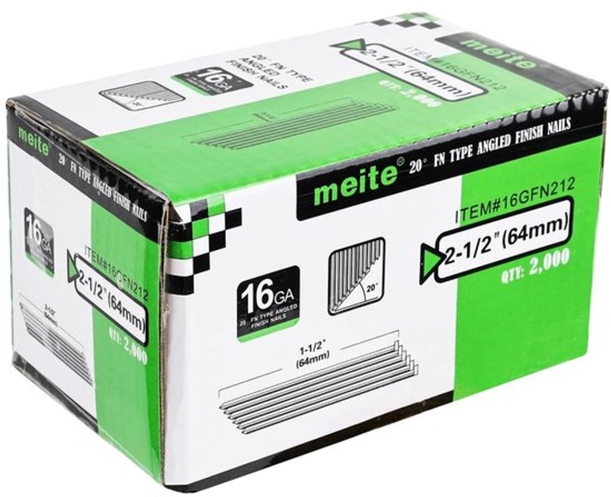 16 Gauge schuine afwerkingsnagels 2-1/2 Inch - Gegalvaniseerde nagels voor spijkerpistolen