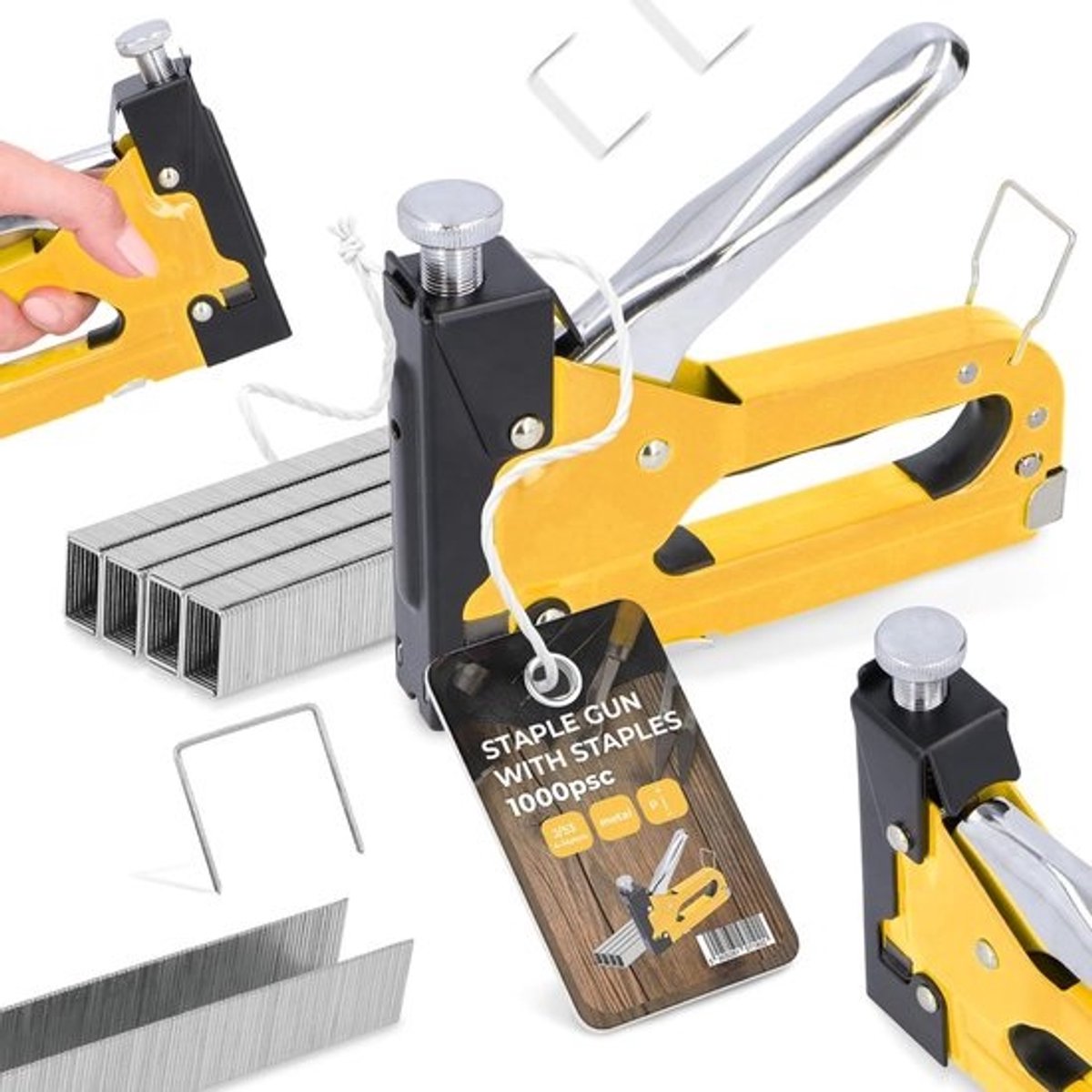 professionele handtacker - nietpistool - voor de bouw - voor stofferen - van hout en karton - roestvrijstalen nietjes - 4 tot 14 mm