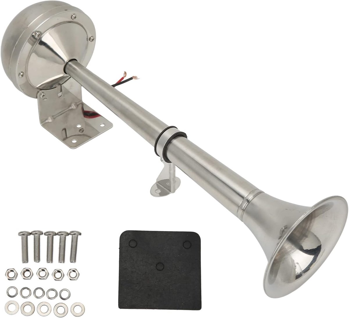Marine Air Horn, Loud Single Trumpet, 328DB 12V 30W Stainless Steel Universal Air Horn for Boats, Yachts, Motorhomes - ShopVlot