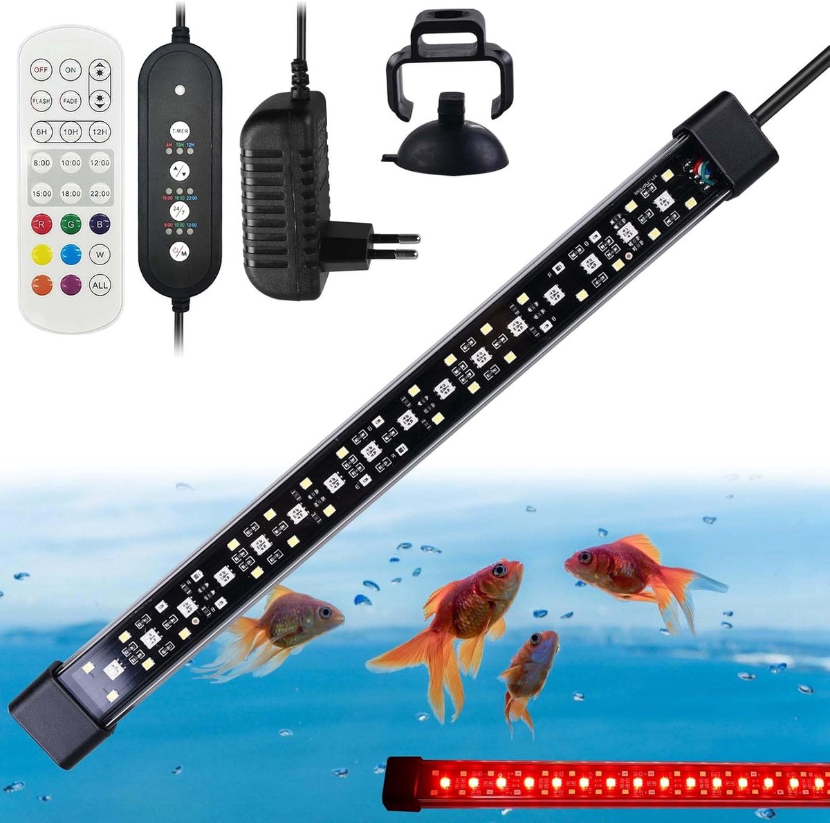 SnelShoppen - Aquarium Verlichting 10W LED met 24/7 Full Spectrum, Timer, Dag/Nacht Mode, DIY Mode & 7 Kleuren voor Aquatische Planten en Zoetwateraqu