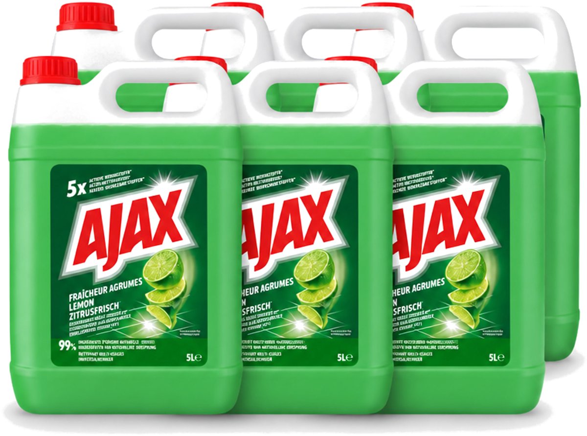 6 x Ajax – Allesreiniger – Limoen – 5000 ml - Voordeelverpakking - 6 stuks