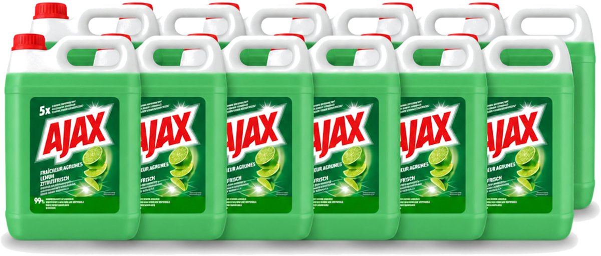 12 x Ajax – Allesreiniger – Limoen – 5000 ml - Voordeelverpakking - 12 stuks