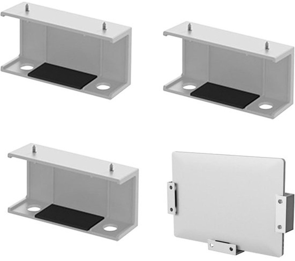 Laptophouder onder bureau - Opbergplank laptop - Bureau organiseren - Met antislippads - Tot 40mm dikte - Wit