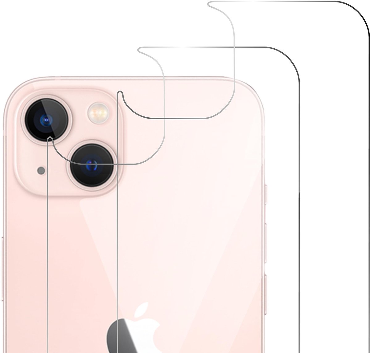 QUITECO Achterkant gehard glas voor iPhone 13 [2 Stuks] achterzijde achterglas beschermer back protector glass - ShopVlot
