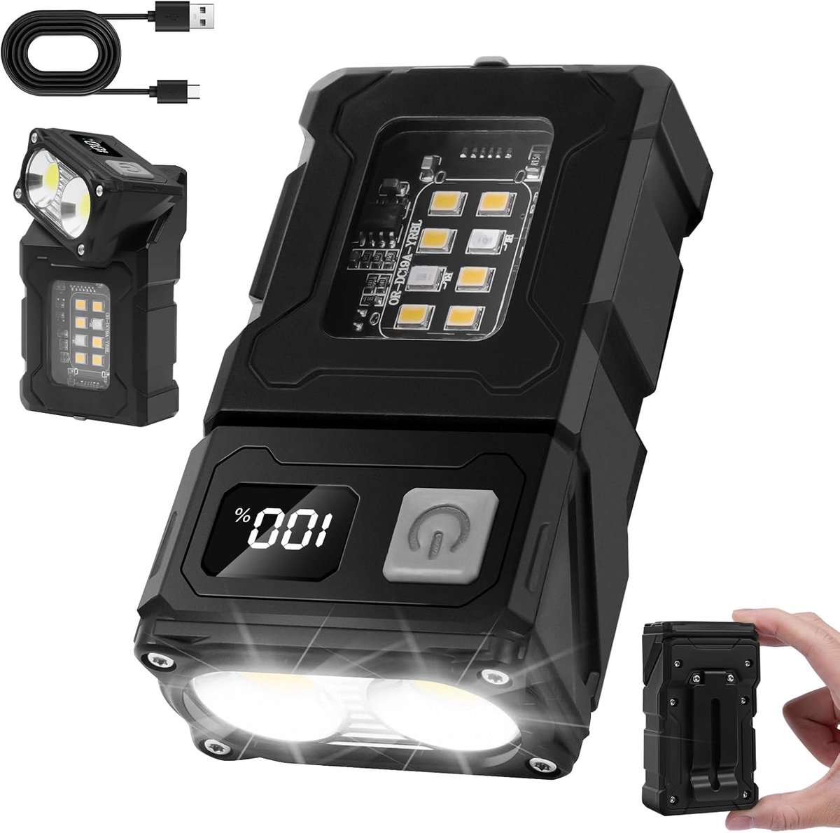Mini Oplaadbare LED Zaklamp met Magnetische Basis en USB-C, Ideaal voor Werkplaats, Camping en Noodsituaties