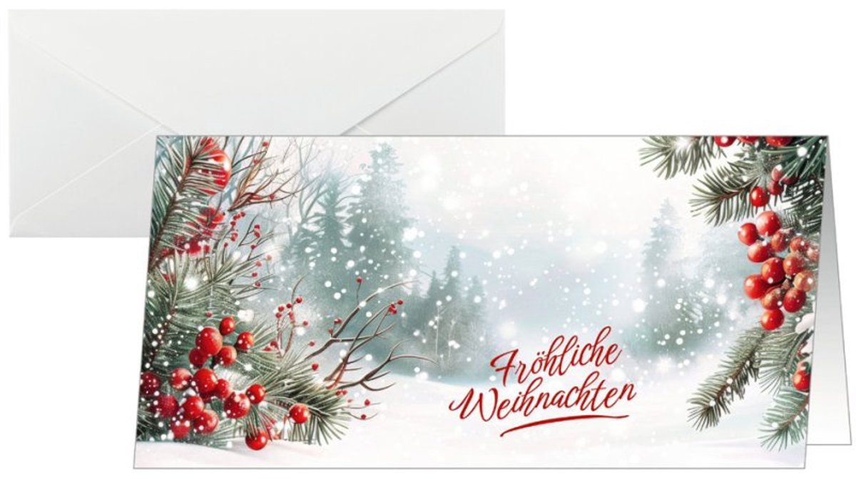 sigel Kerstkaart Scandinavian Snow, 25 stuks, wit karton 250 g/qm