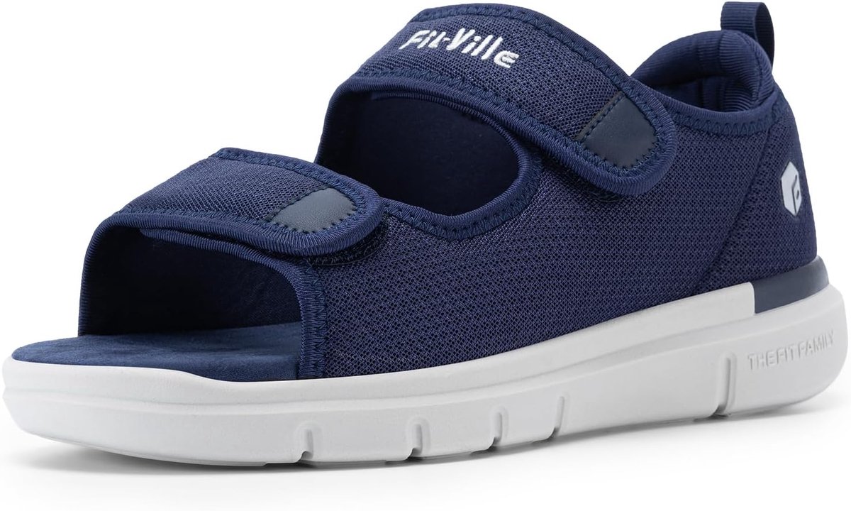 FitVille Wide Open Diabetic Sandals Men Orthopedic Shoes with Velcro Adjustable Bandage Shoes - ShopVlot