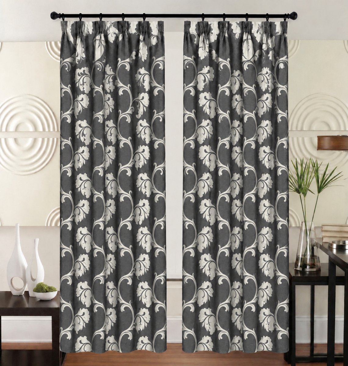 Kant En Klaar Gordijn - Met Plooiband - 140x240 cm - Donker Grijs/ Zilver Grijs