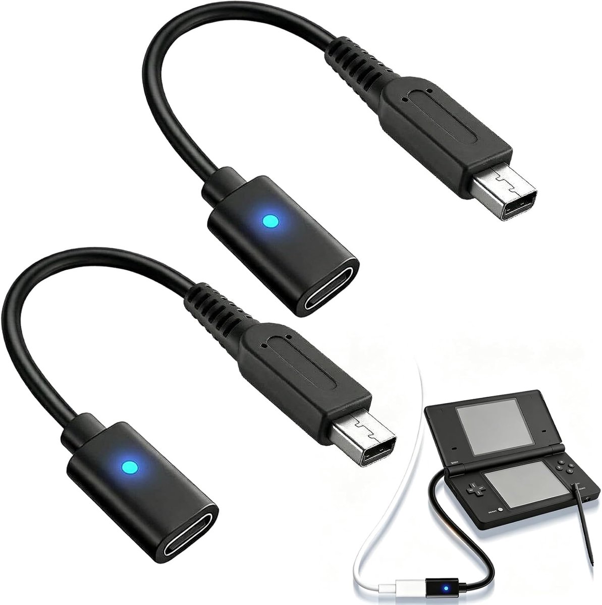 2 stuks Type-C laadapterkabel voor Nintendo DSi/3DS/2DS inclusief nieuwe modellen & XL-versies – Compatibel met - ShopVlot