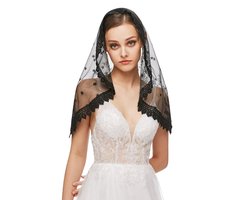 Catholic Church Veils for Women, Traditional Lace Mantilla Chapel Veil Latin Mass Head Coverings, Black - ShopVlot