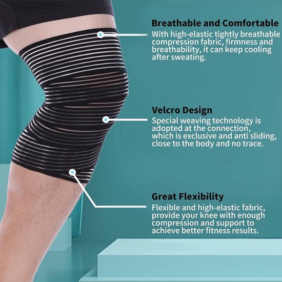 Elastische Compressiebandage 180cm voor Elleboog, Knie, Enkel en Bovenbeen - Ondersteuning voor Sport en Herstel — afbeelding 5
