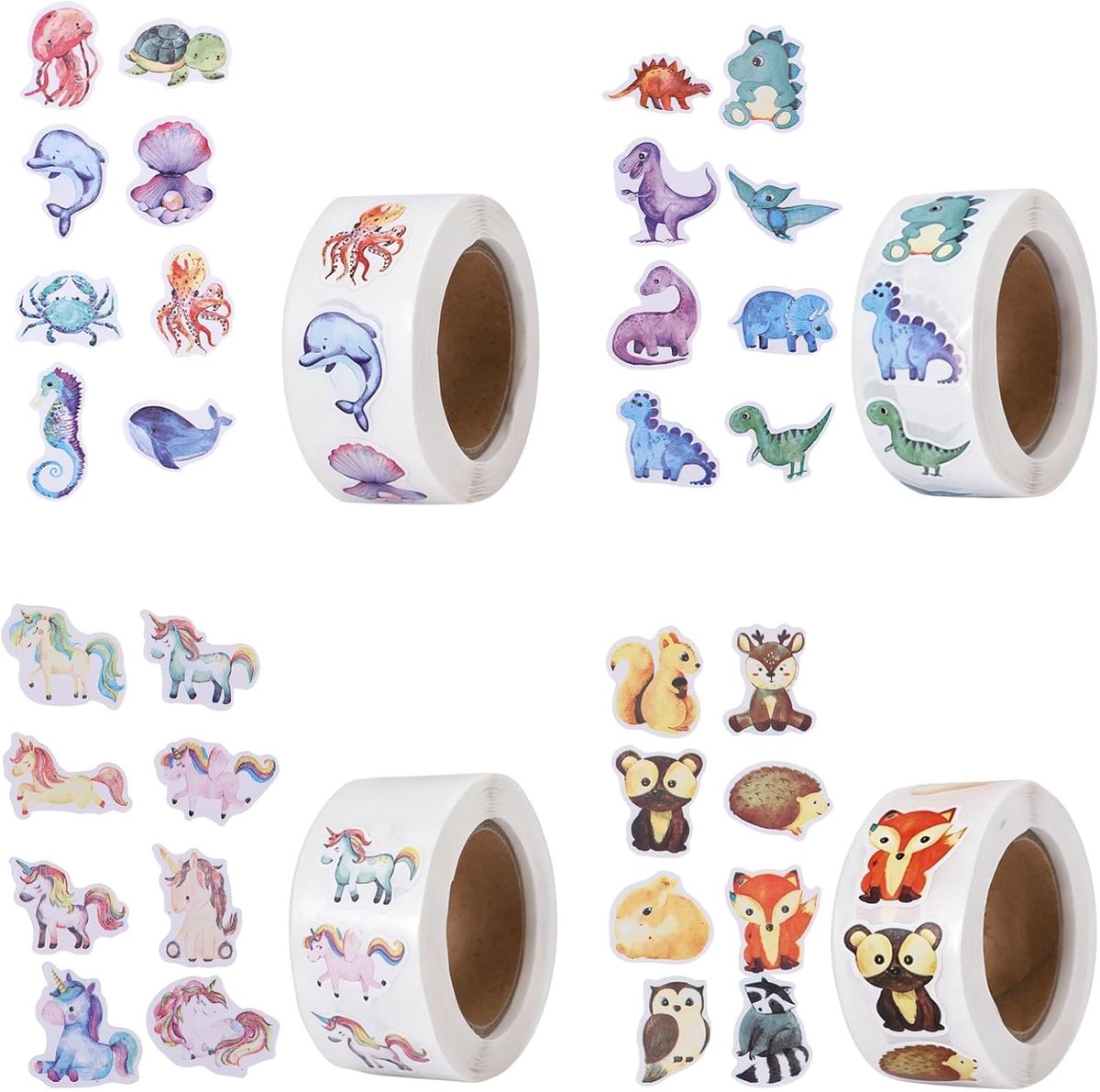 Ronde Dieren Stickers voor Kinderen - 2000 Stuks, Perfect voor Verjaardagen, Scrapbooking en Cadeaus
