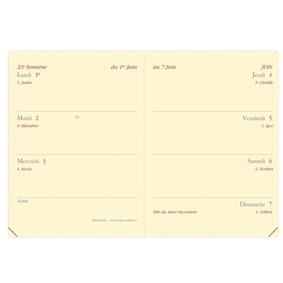 QUO VADIS zakagenda MINIWEEK Prestige 2027, 70 x 100 mm, camel, 12 maanden