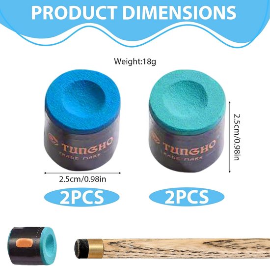 Professionele Billiard Chalk voor Poolspellen - Droog Poeder in Blauw en Groen, Set van 4 Stuks — afbeelding 5
