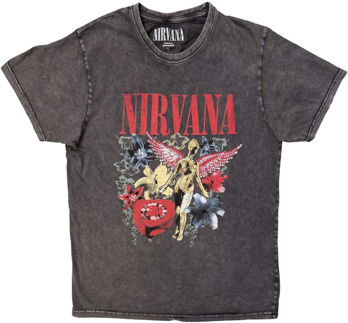 Nirvana - In Utero Vintage Collage Heren Tshirt - L - Grijs