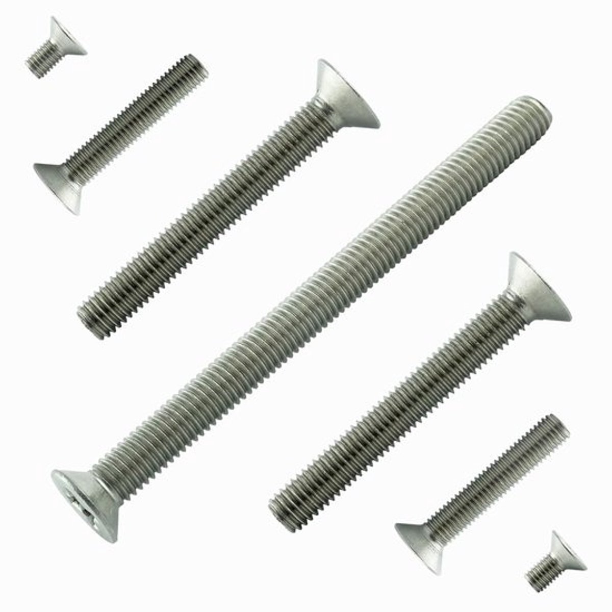 Verzonken kopschroeven - met kruiskop - voor vlakke bevestiging - van roestvrij staal A2 - M5 x 45 mm - zilverkleurig