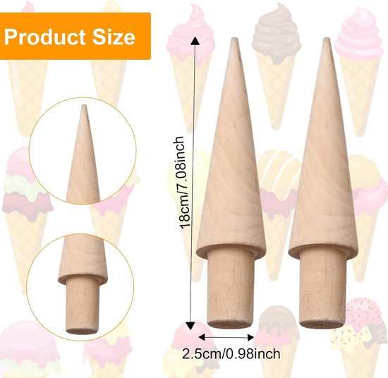Set van 2 houten wafelmolens voor het maken van wafels en ijsconussen, ideaal voor DIY desserts en snacks — afbeelding 5