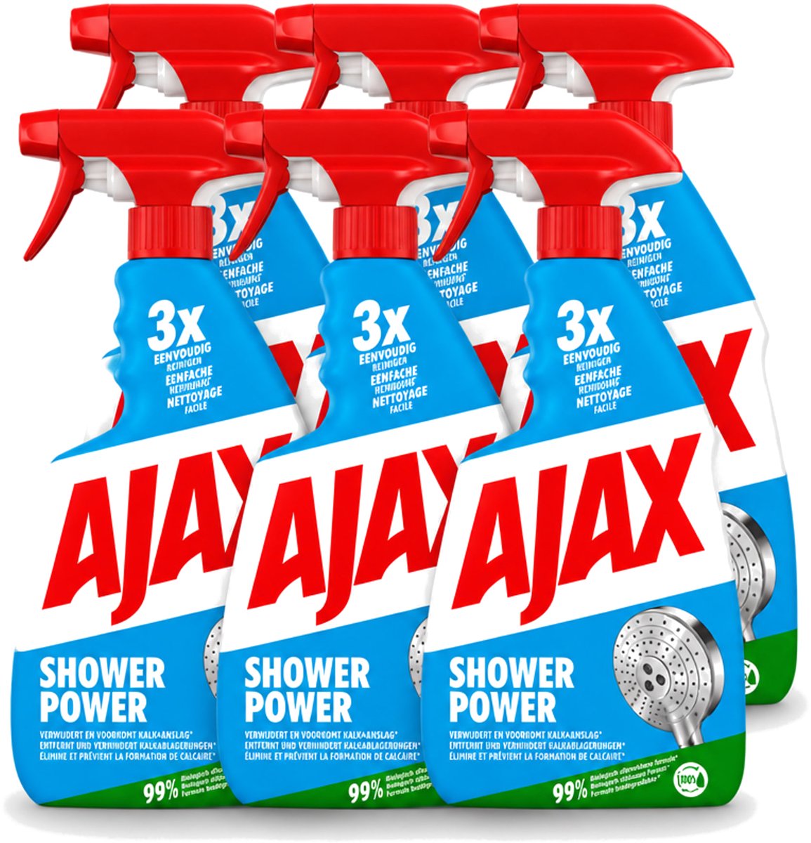 6 x Ajax – Spray – Shower Power – 750 ml - Voordeelverpakking - 6 stuks